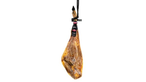 Jambon 100% ibérique Bellota entier affiné 45 mois, d’origine espagnole.